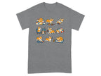 Grid of nine scenes featuring cartoon corgis engaged in various activities, including sewing and playing.