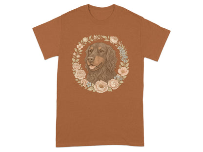 Floral Wreath Dog Illustration Brown Shirt product