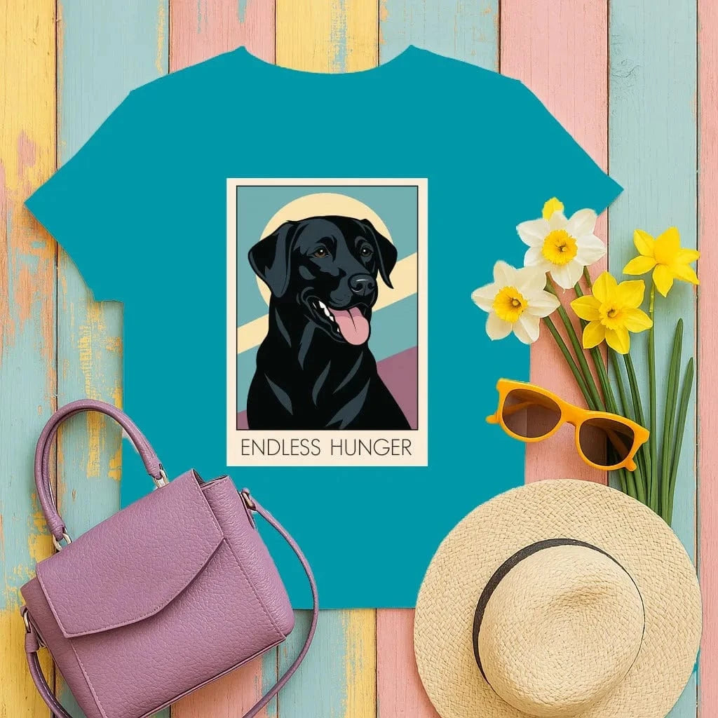 Endless Hunger Labrador Retriever Graphic Design T-Shirt Tropical Blue T-shirt