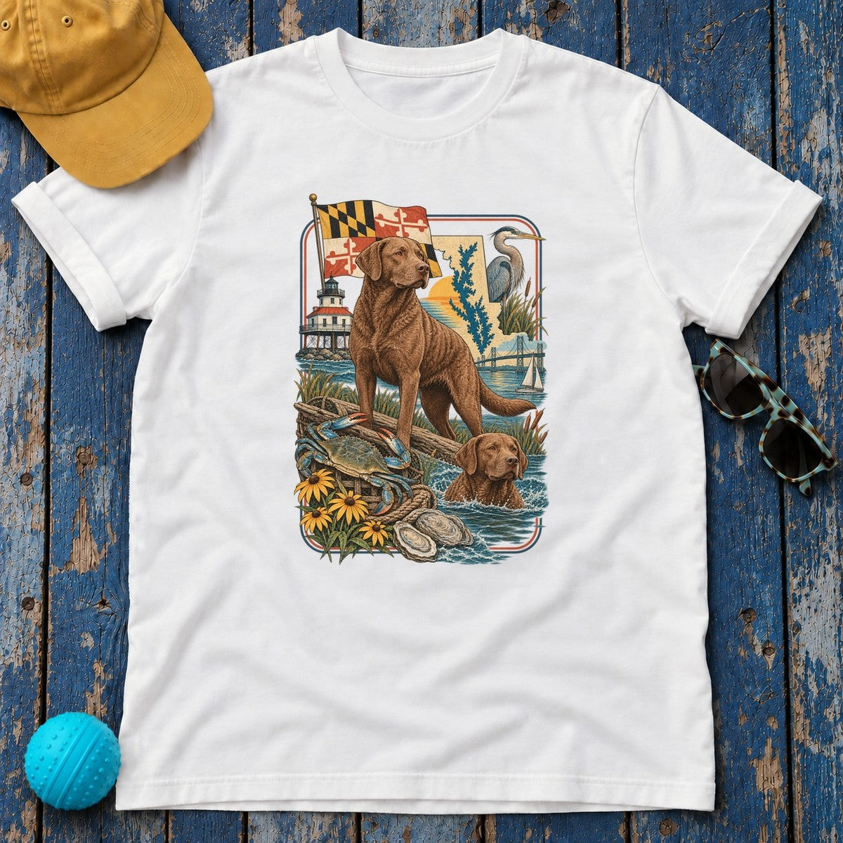 Chesapeake Bay Retriever Maryland Heritage T-Shirt in White