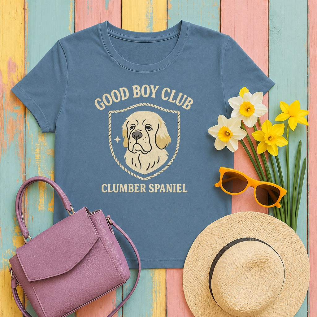 Clumber Good Boy Club Tee in Steel Blue