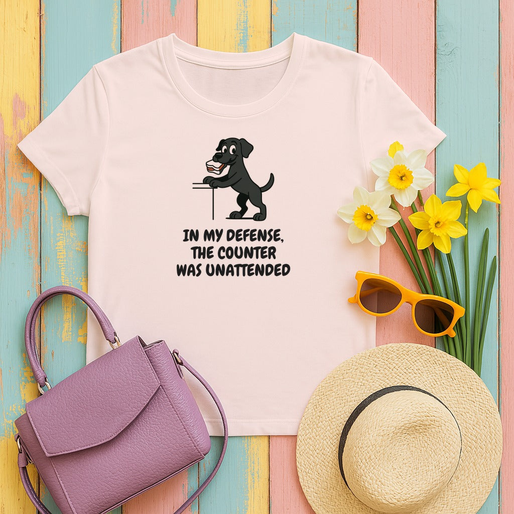 Black Labrador Counter Was Unattended Tee in Soft Pink