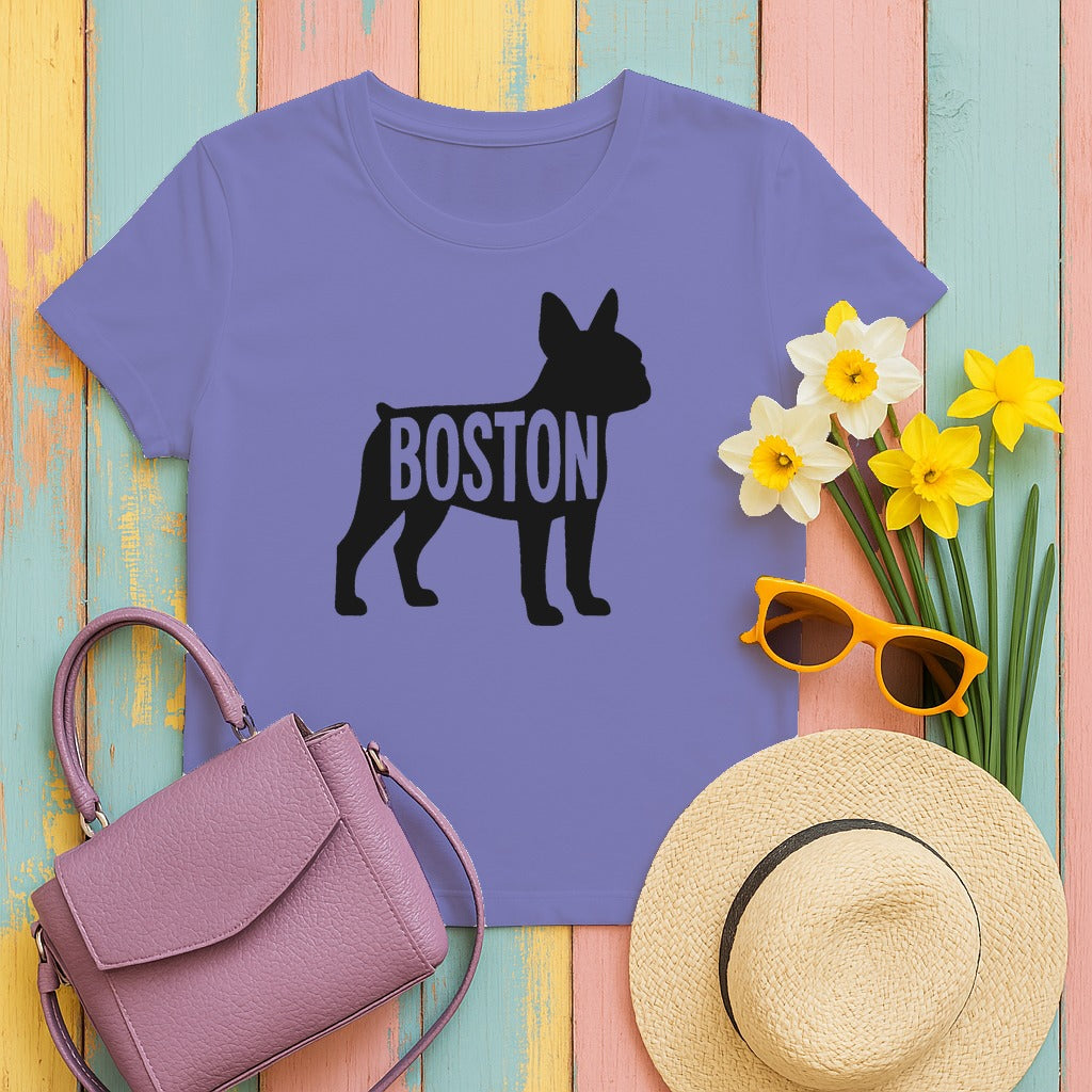 Boston Frenchie Silhouette T-Shirt in Violet