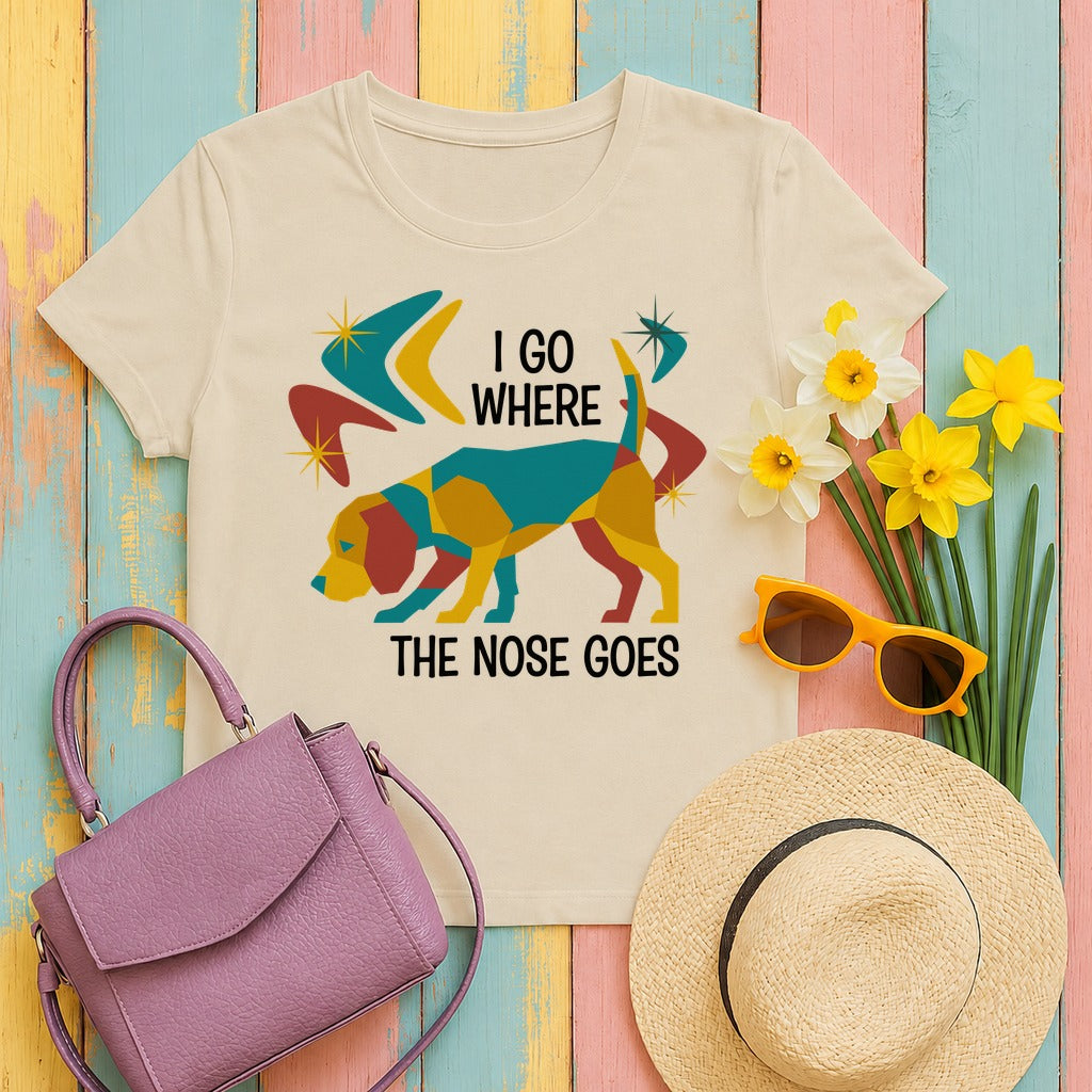 Retro Beagle Nose Knows Graphic T-Shirt in Sand