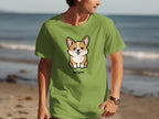 Cute Corgi Mlem Illustration on Green Tee product