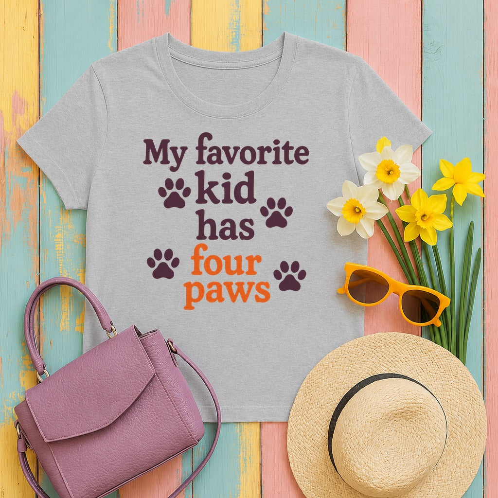 My Favorite Kid Has Four Paws T-Shirt in Sport Grey