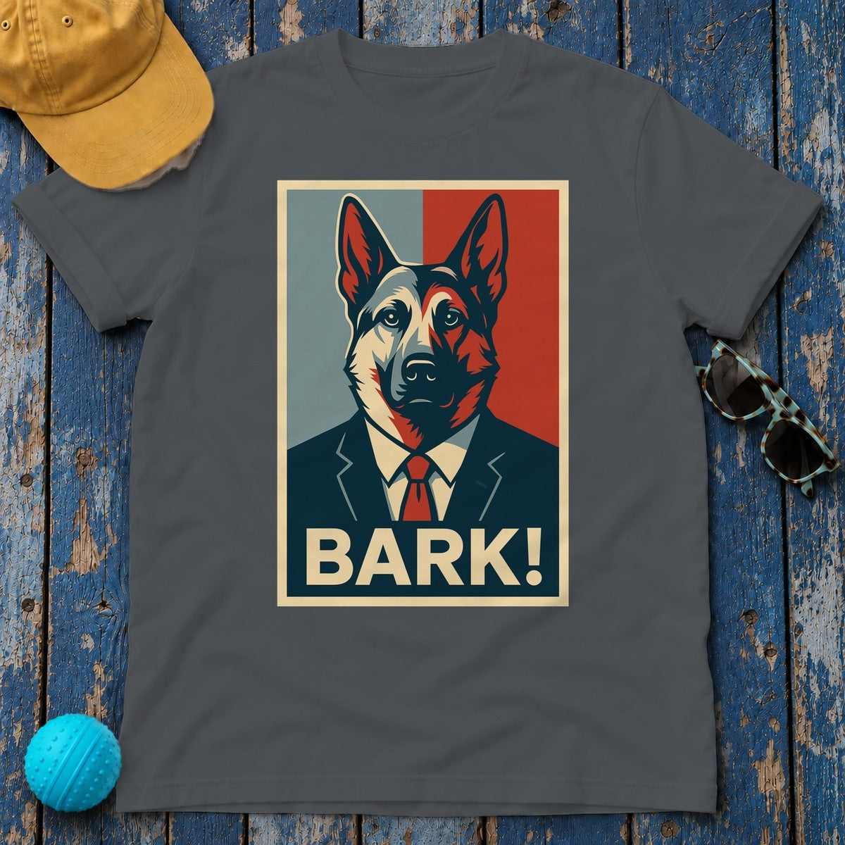 Bark Hopeful German Shepherd Patriotic Style Design Great T-Shirt in Charcoal