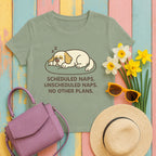 clumber spaniel nap-schedule tee flat lay hero