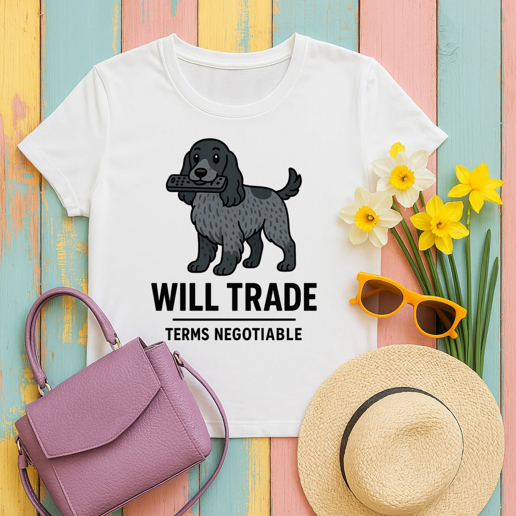 English Cocker Will Trade Tee in White