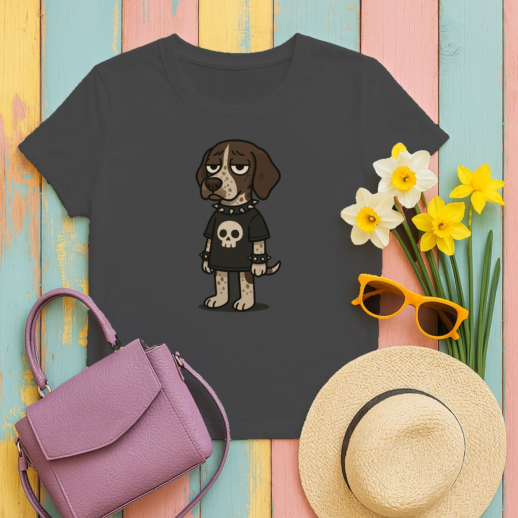 Punk Rock German Shorthaired Pointer With Skull T-Shirt For Dog Lovers in Dark Heather