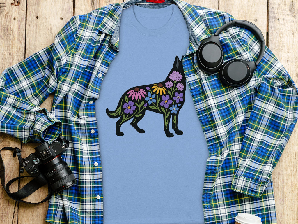Floral Design Dog Graphic T-Shirt for Stylish Product