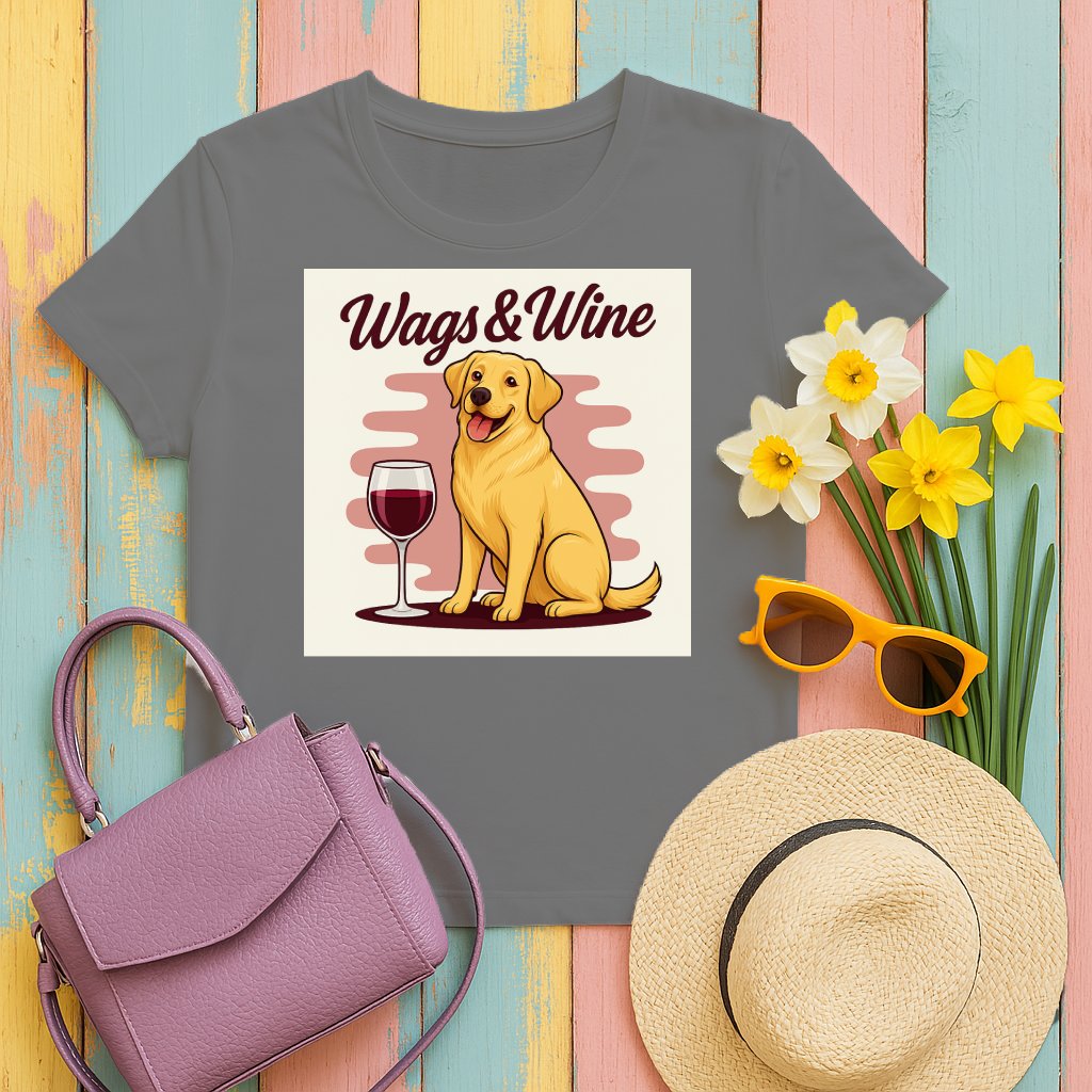Wags and Wine Graphic Dog with Wine T-Shirt product