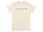 Cream t-shirt with "RUN, EAT, SLEEP, REPEAT" and a dog illustration.