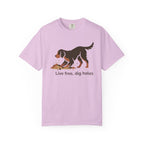 Live free dig holes dog digging graphic t-shirt