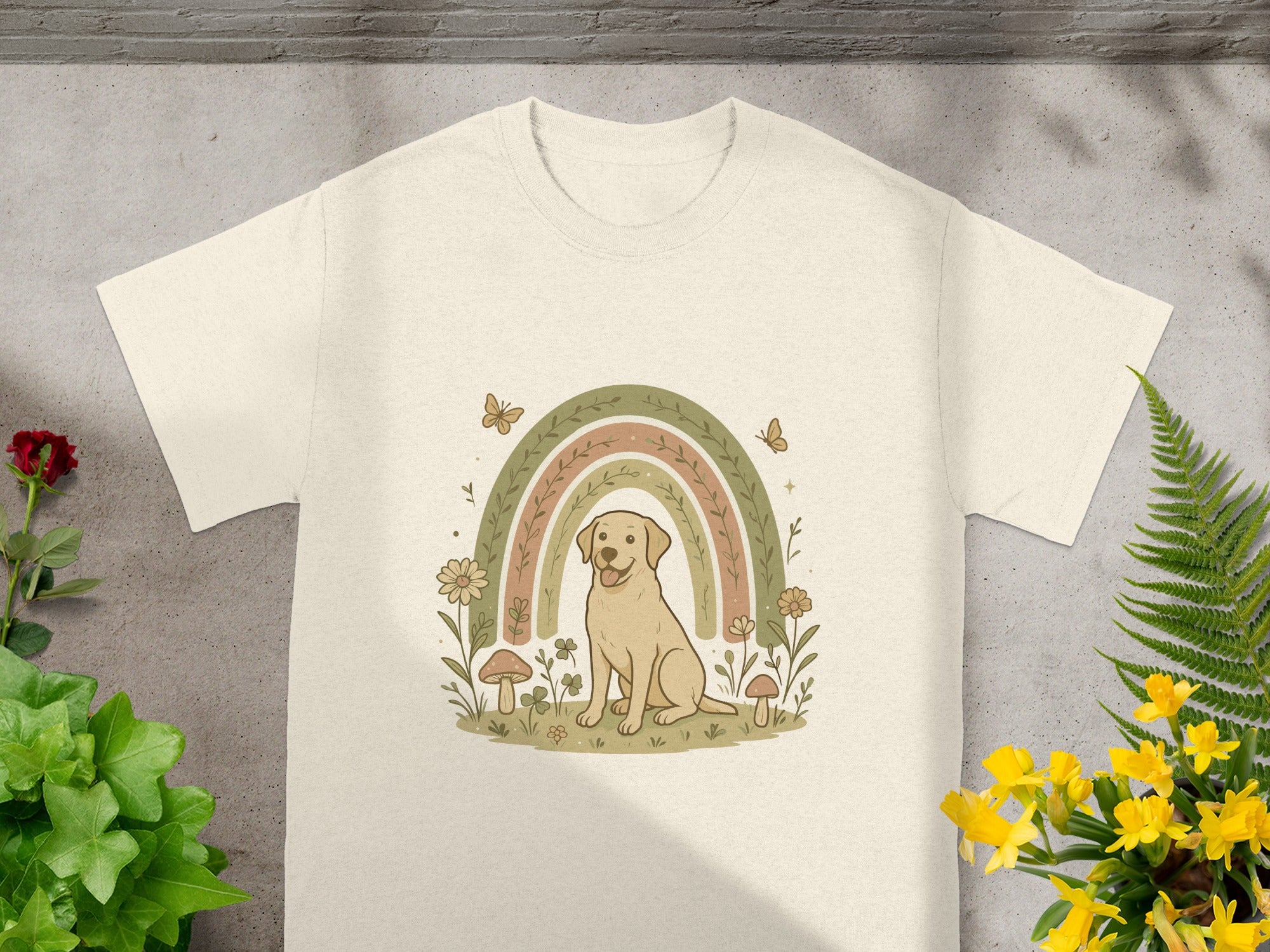 Cute Dog and Rainbow Illustration Shirt product