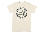 Cream t-shirt with "FULL-TIME COUCH POTATO" text and a dog graphic.