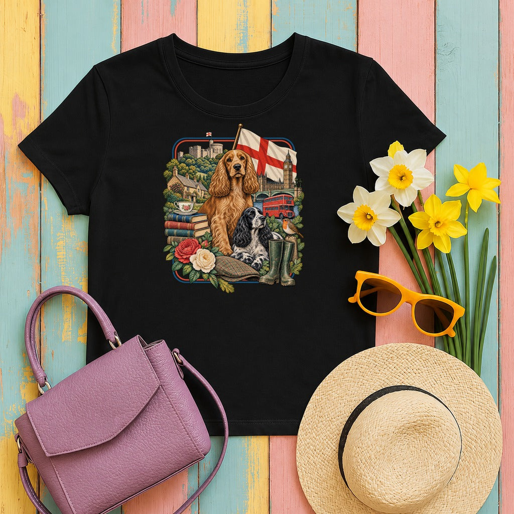 English Cocker Spaniel England Heritage tee, Black