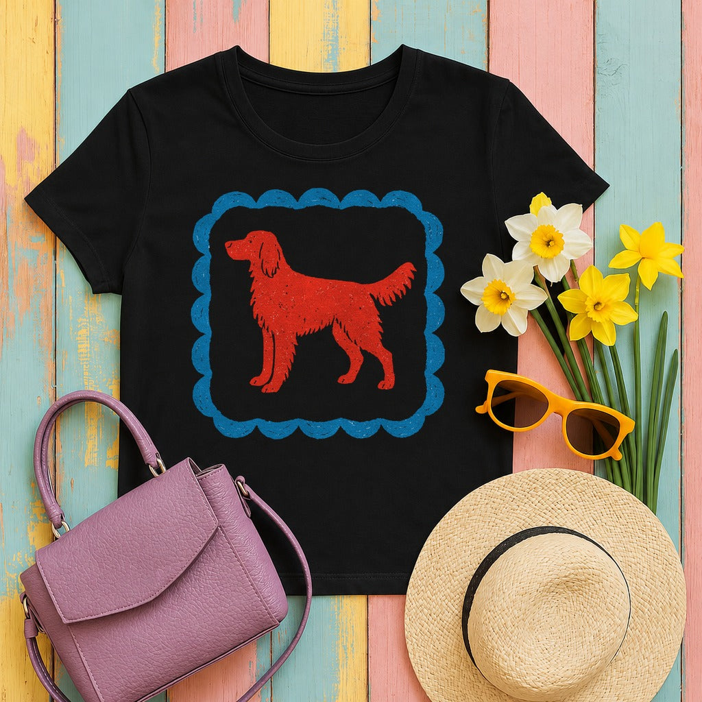 A Red Gordon Setter in Blue Frame Graphic T-Shirt in Black