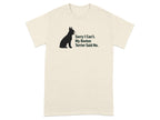 Cream t-shirt with black Boston Terrier silhouette and text.
