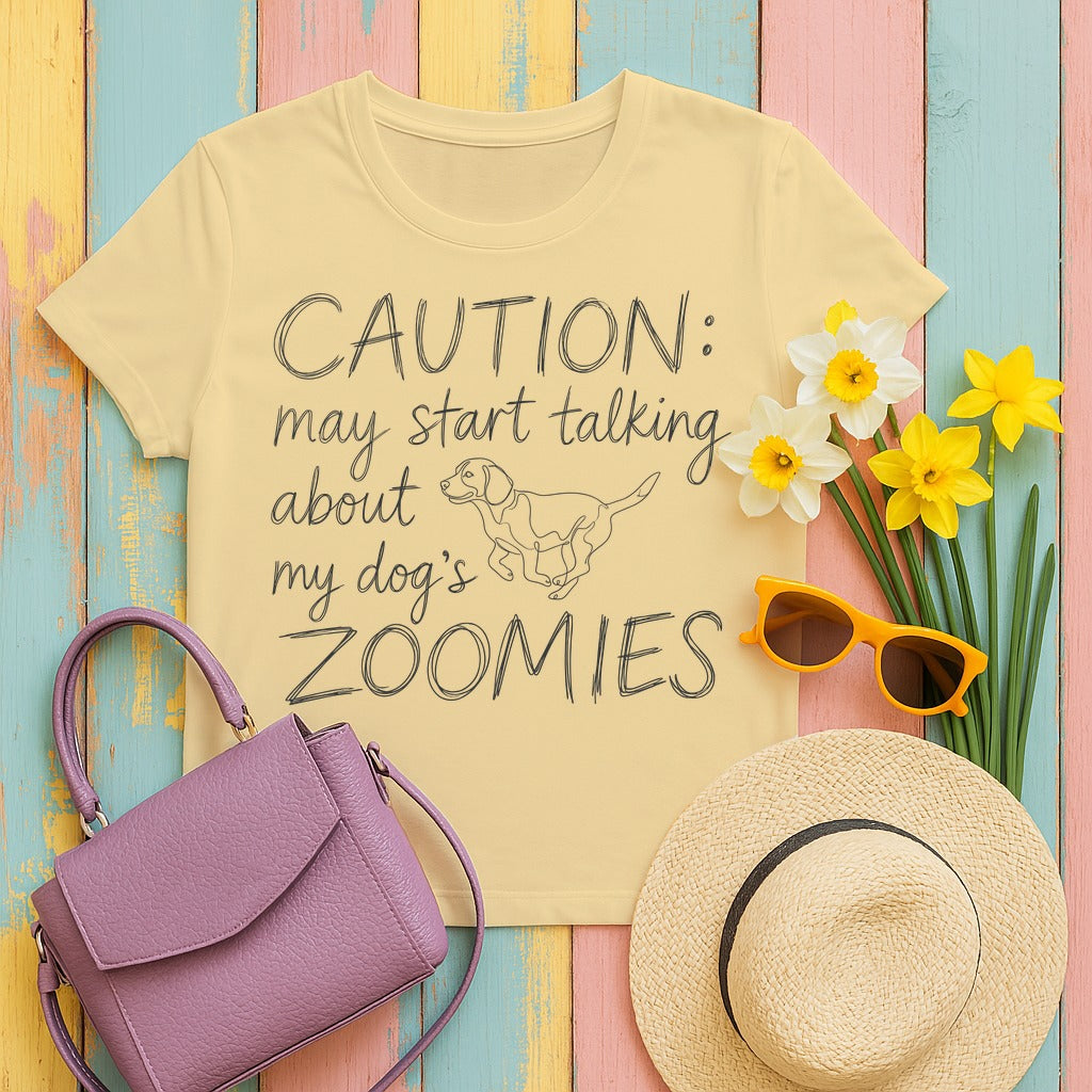Caution May Start Talking About My Beagle Zoomies T-Shirt in Yellow Haze