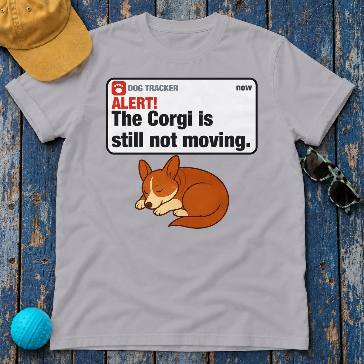 Corgi Alert Still Not Moving Tee in Athletic Heather