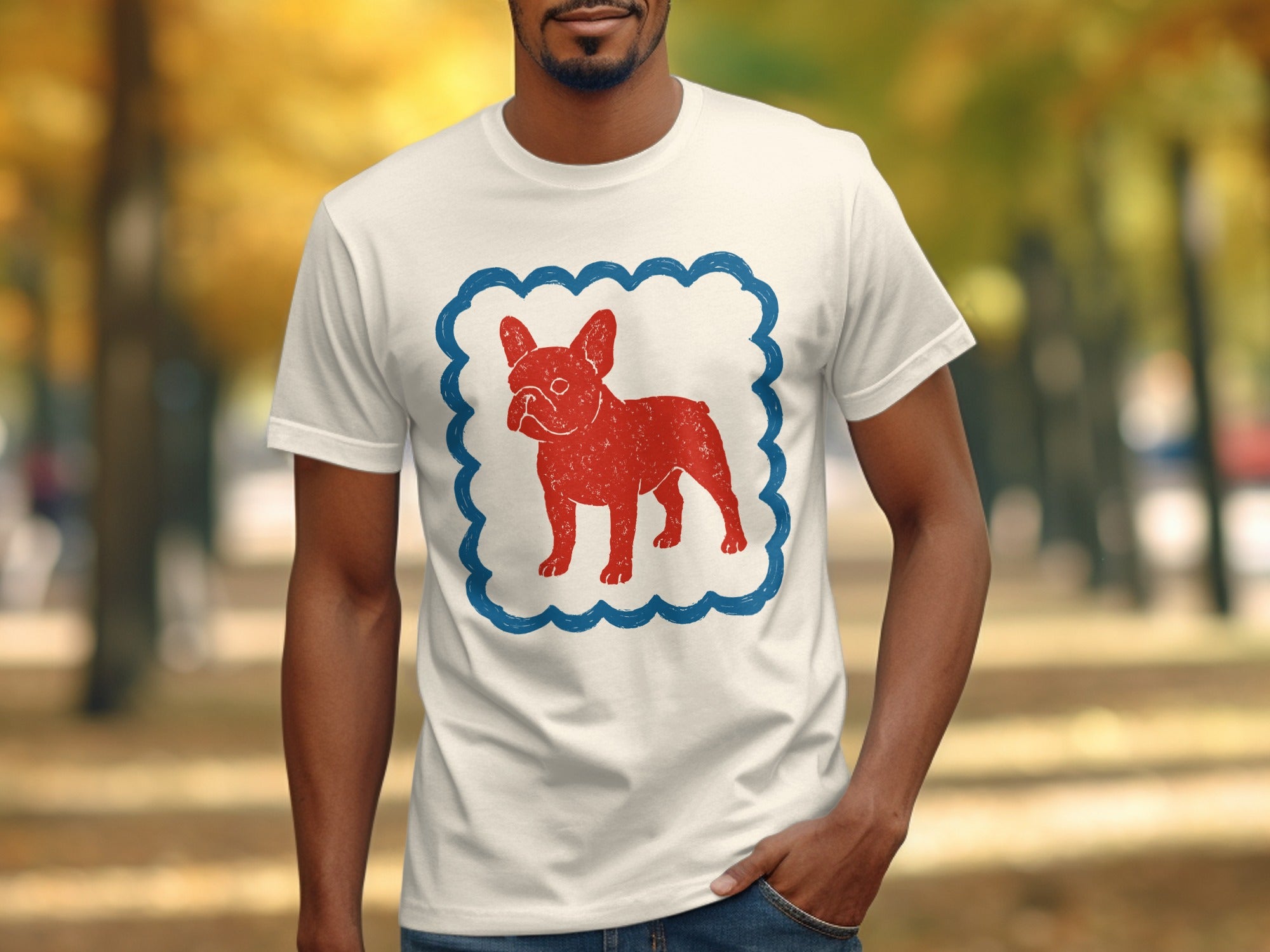 Red French Bulldog Graphic Tee Shirt