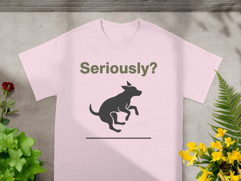 Seriously? Playful Dog Illustration T-Shirt