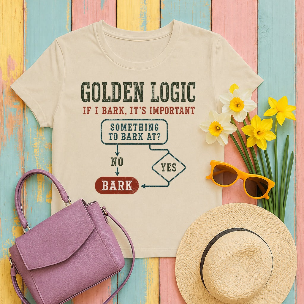 Golden Logic Bark Flowchart T-Shirt in Sand