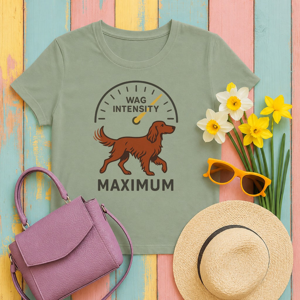 Irish Setter Wag Intensity Maximum T-shirt in Sage