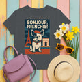 Bonjour Frenchie French Bulldog Paris T-Shirt in Charcoal
