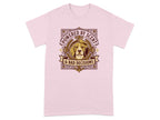 Pink t-shirt with a beagle wearing a crown, text "Powered by Scent & Bad Decisions".