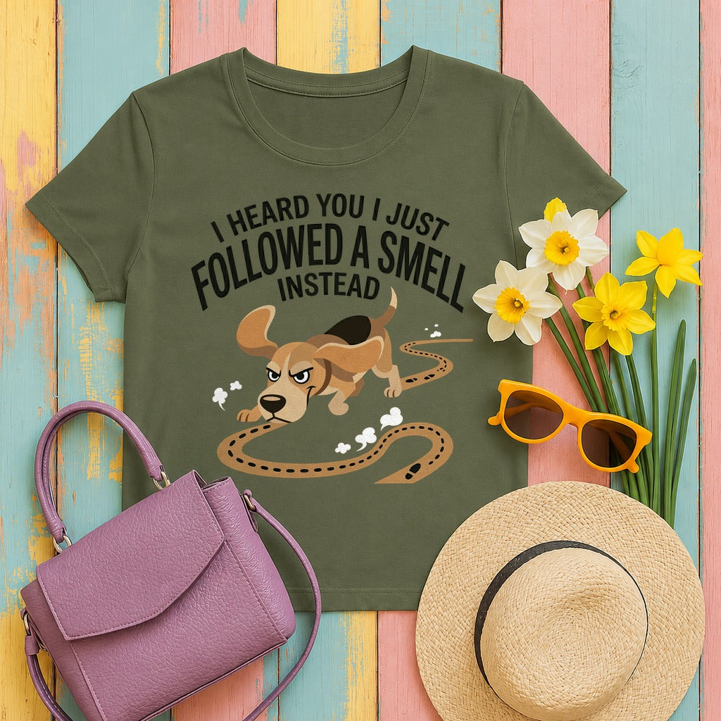 Mischievous Beagle Scent T-Shirt in Military Green