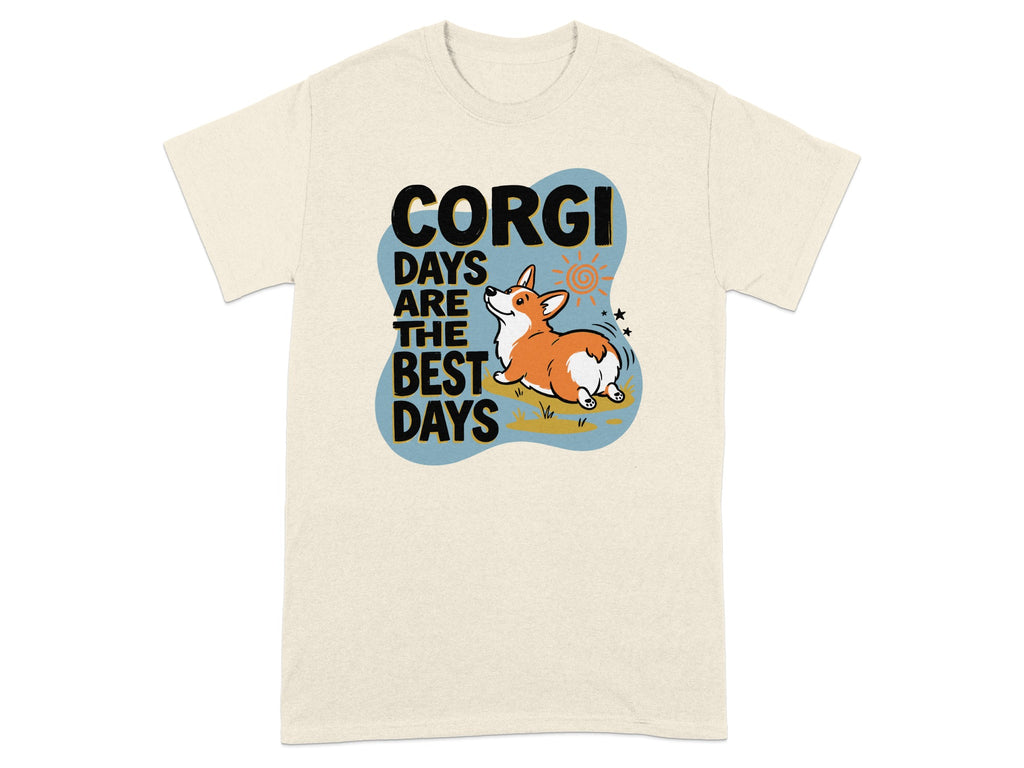 Cream t-shirt with "CORGI DAYS ARE THE BEST DAYS" and a corgi illustration.