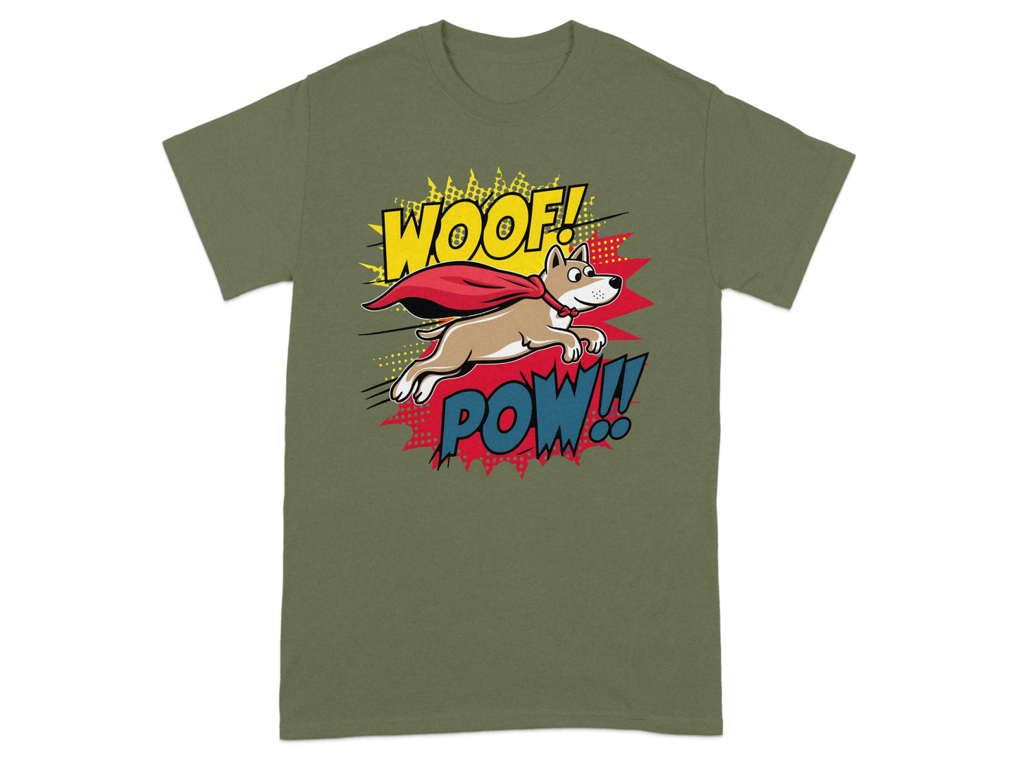 Woof Pow Superhero Dog Graphic T Shirt product type