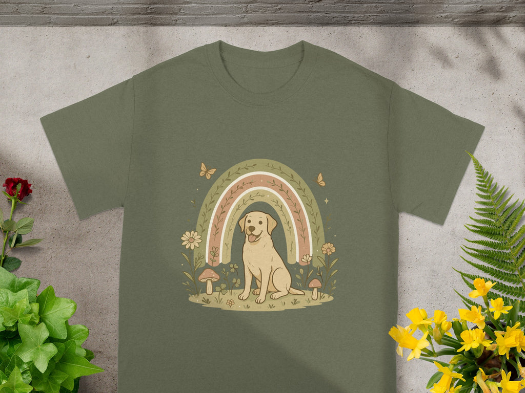 Cute Dog with Rainbow Design T-shirt product type
