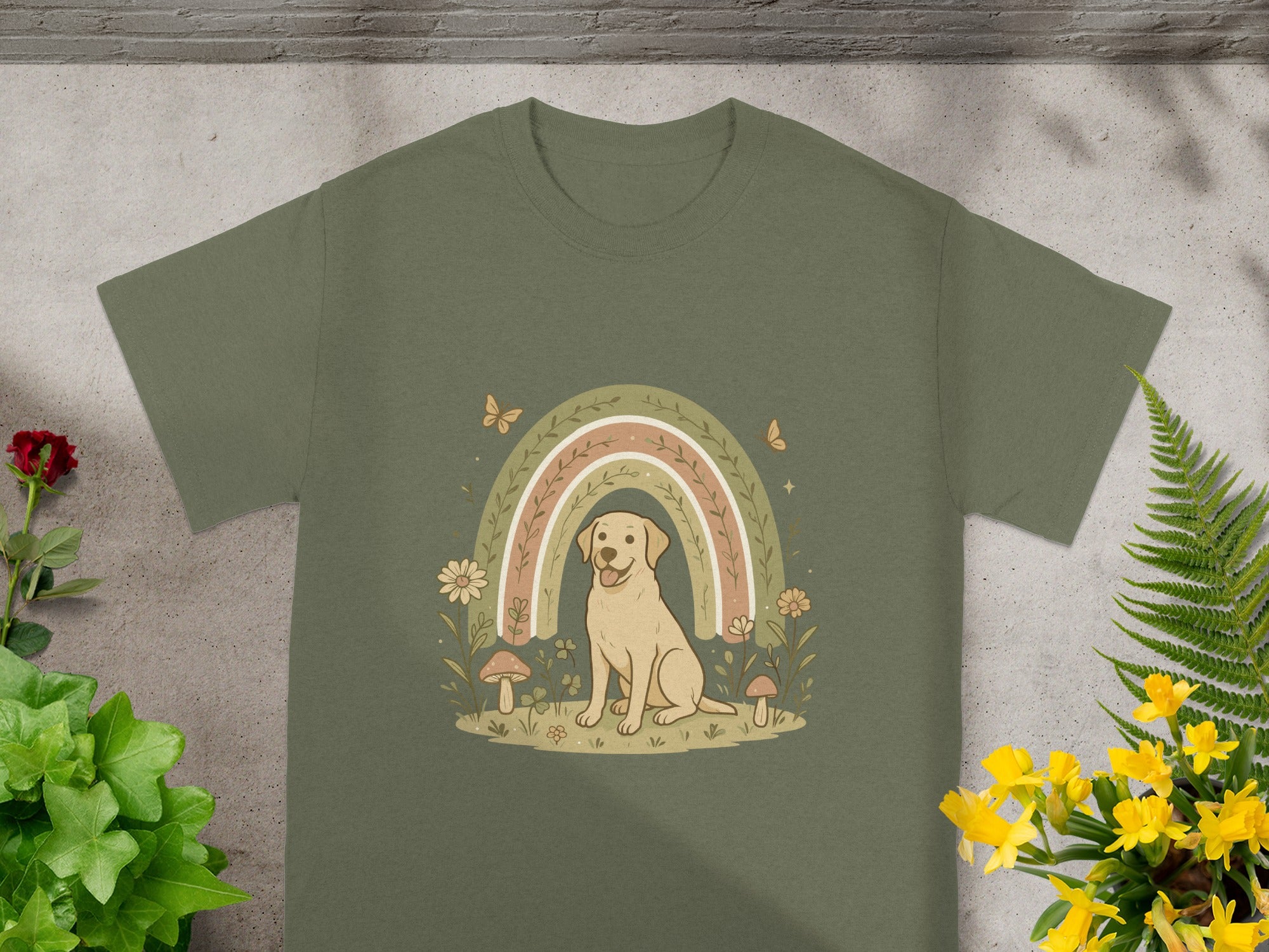 Cute Dog with Rainbow Design T-shirt product type