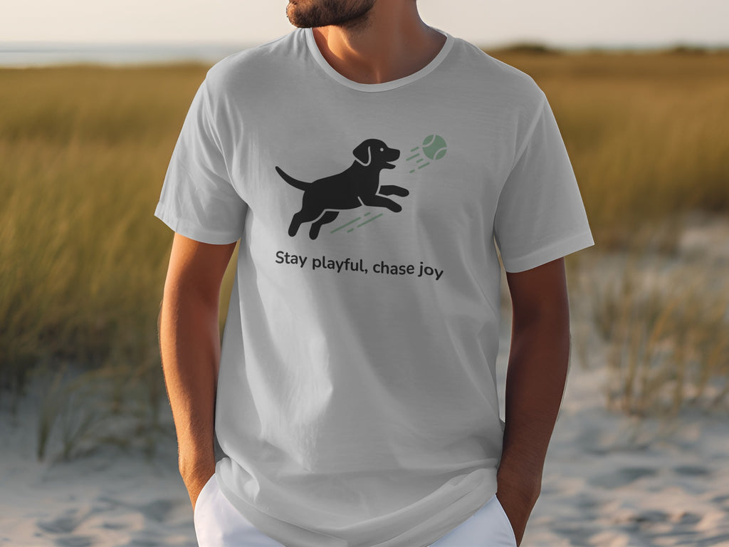 Stay Playful Chase Joy Dog Theme Graphic T-shirt