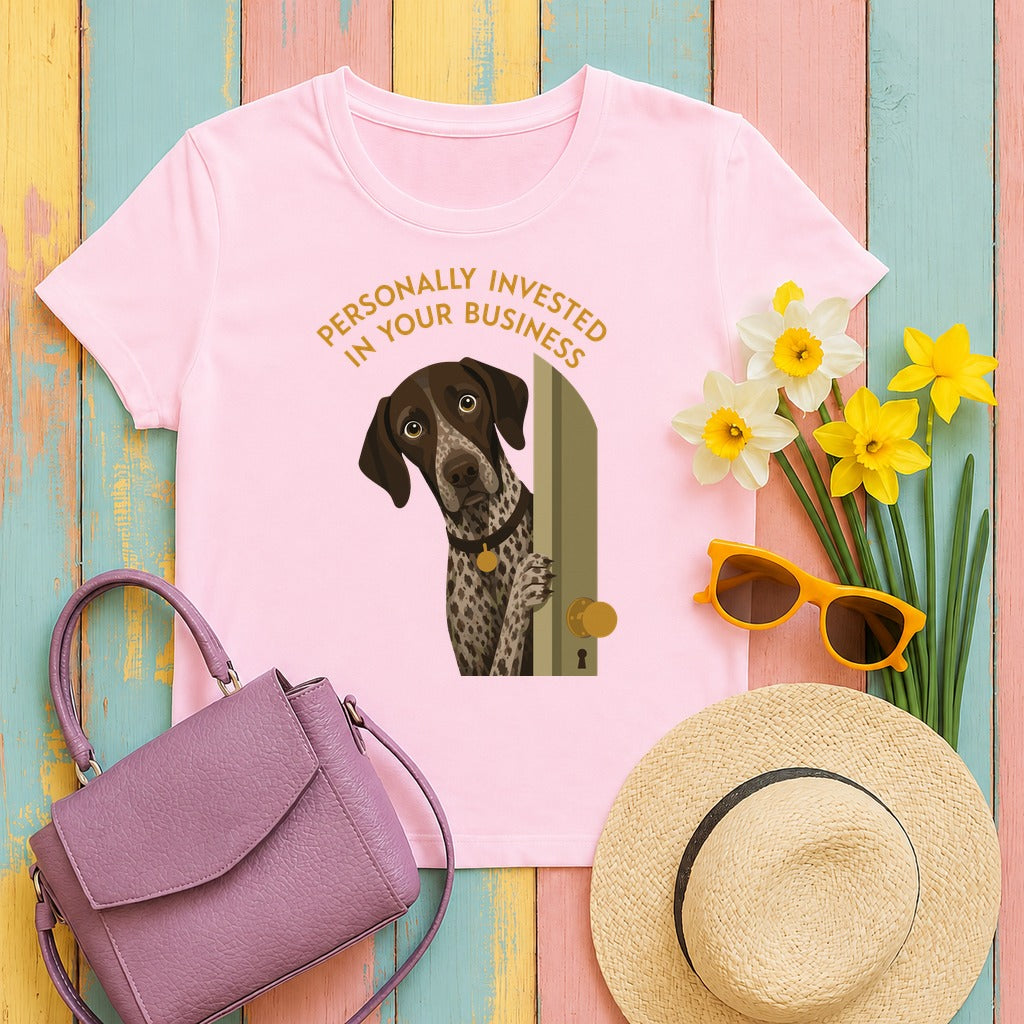 Personally Invested German Shorthaired Pointer T-Shirt in Light Pink