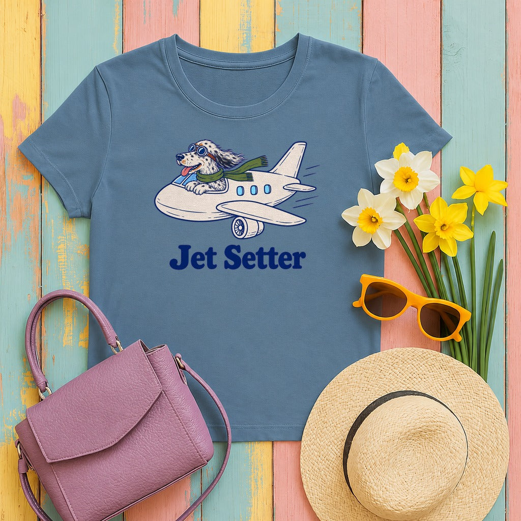 English Setter Jet Setter Tee in Steel Blue