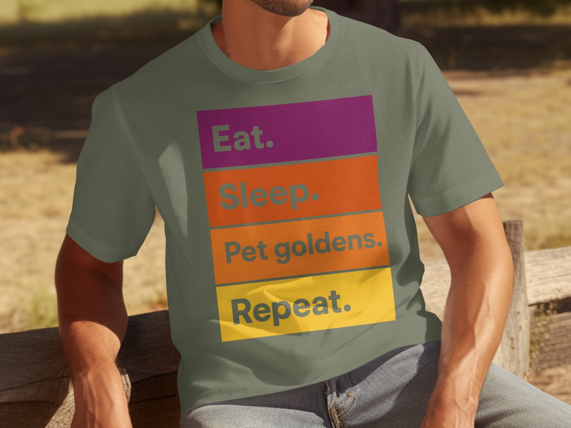 Eat Sleep Pet Goldens Repeat Graphic Tee
