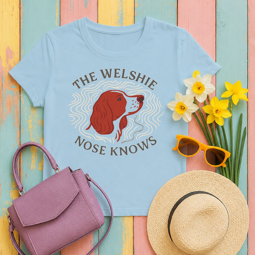 Welsh Springer Spaniel The Nose Knows T-shirt in Light Blue