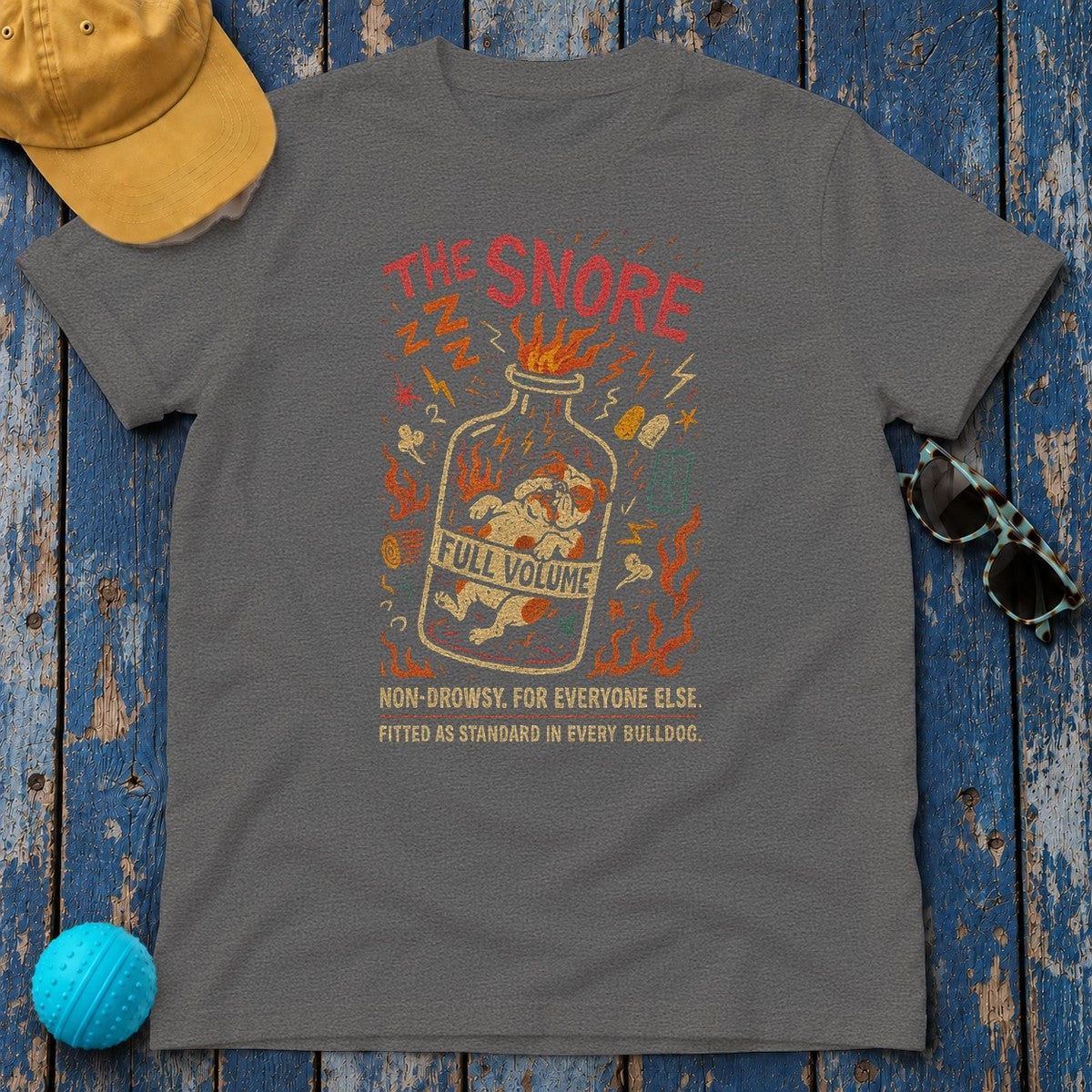 English Bulldog The Snore T-Shirt in Dark Grey Heather
