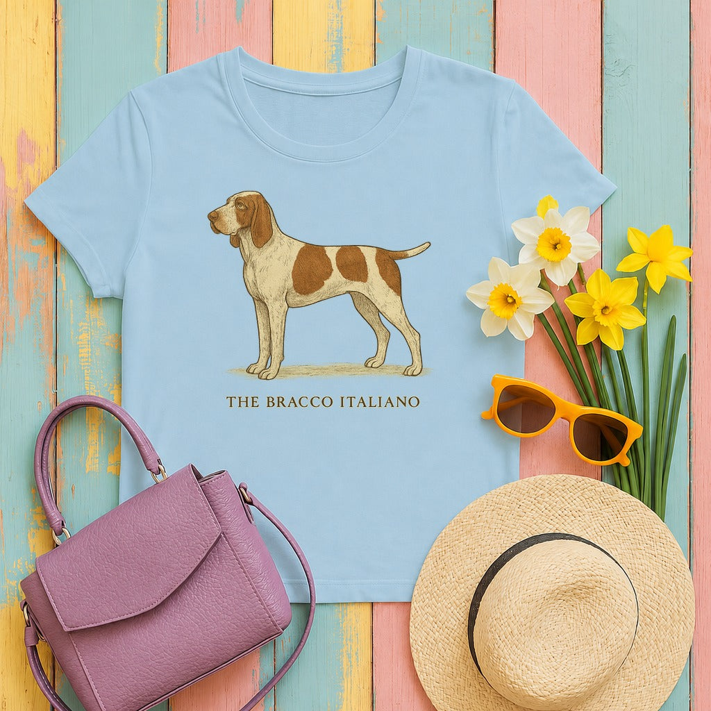 The Bracco Italiano Field Guide Tee in Light Blue