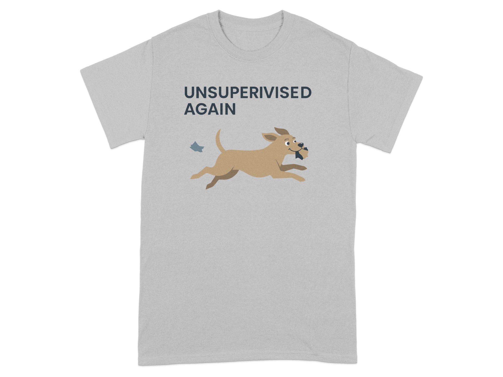 Unsupervised Again Dog Graphic Tee With Fun Design