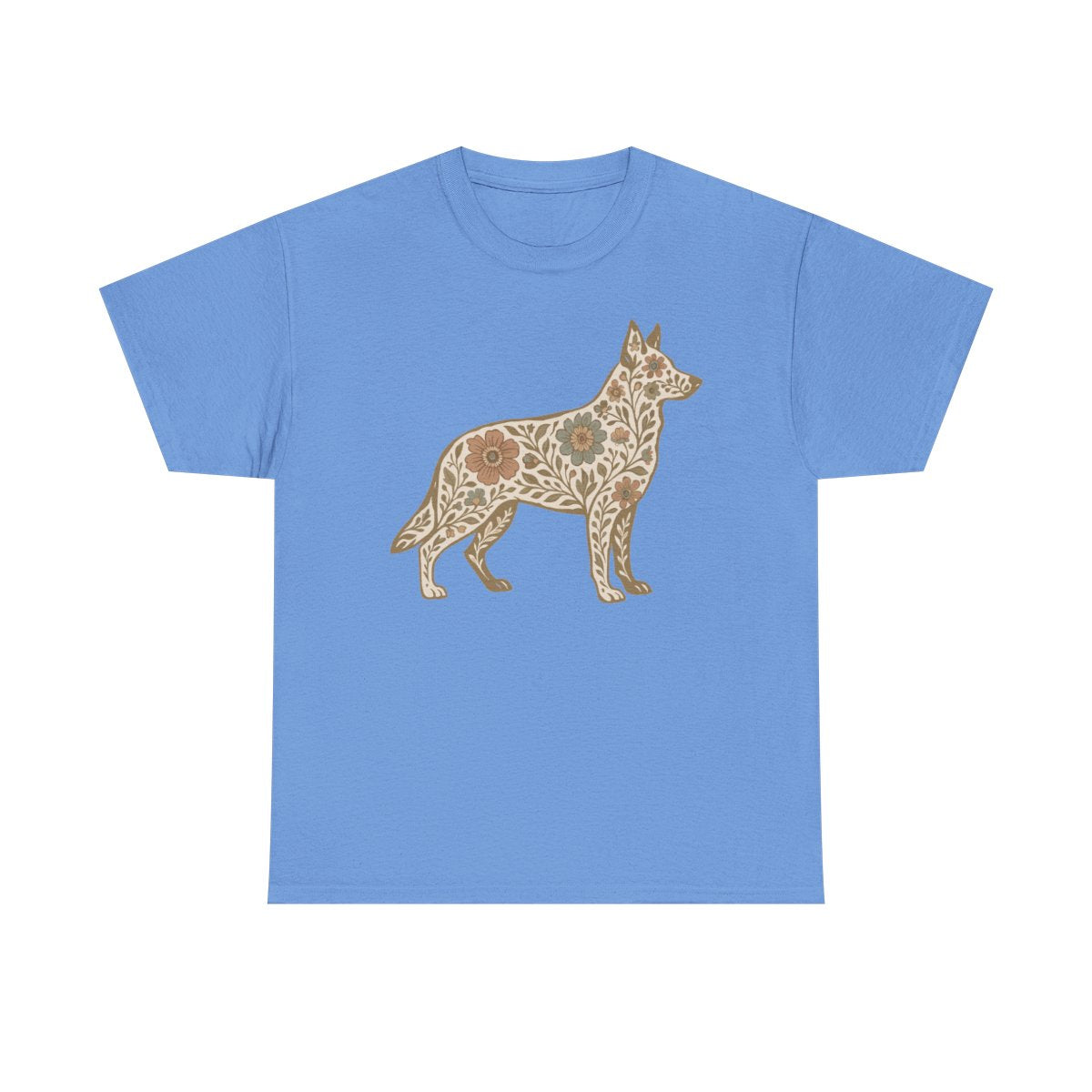 Floral German Shepherd Silhouette Unique Graphic Design T-Shirt