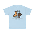 German Shepherd Coffee Power t-shirt, Light Blue