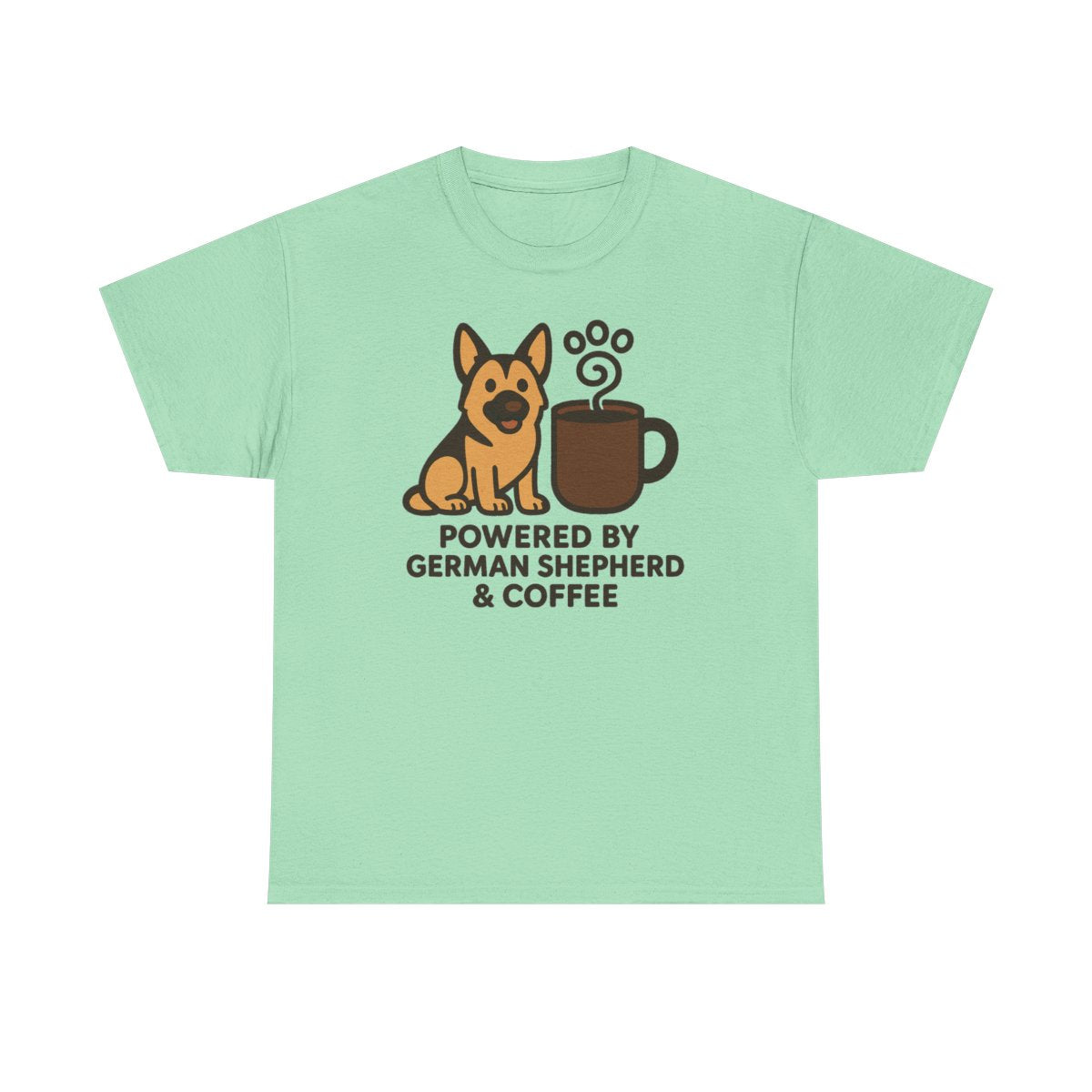 German Shepherd Coffee Power t-shirt, Mint Green