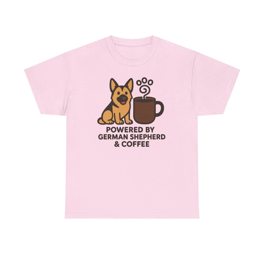 German Shepherd Coffee Power t-shirt, Light Pink