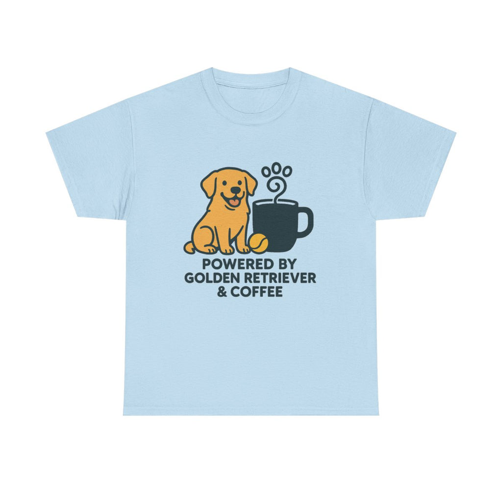 Golden Retriever & Coffee Power t-shirt, Light Blue