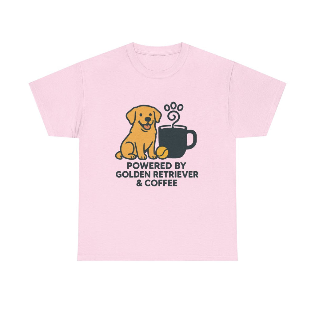 Golden Retriever & Coffee Power t-shirt, Light Pink